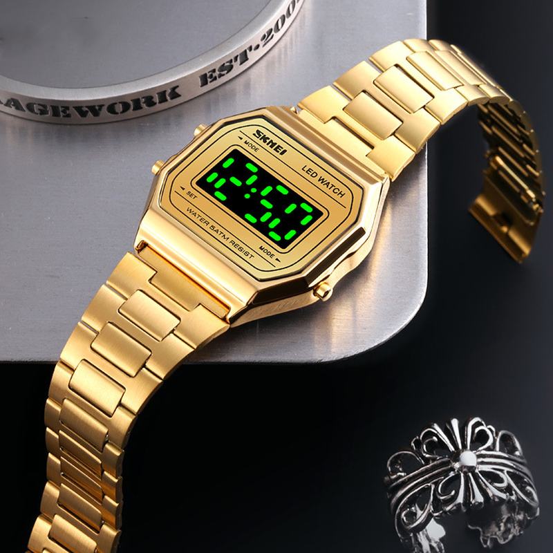 Moda Męska Zegarek Luminous Date Display 5atm Wodoodporny Cyfrowy Zegarek Ze Stali Nierdzewnej