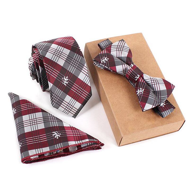 Moda Męska Zestawy Krawatów Na Szyję Krawat Muszka Kieszonkowy Kwadratowy Ręcznik 3 Sztuki Krawat Na Imprezę