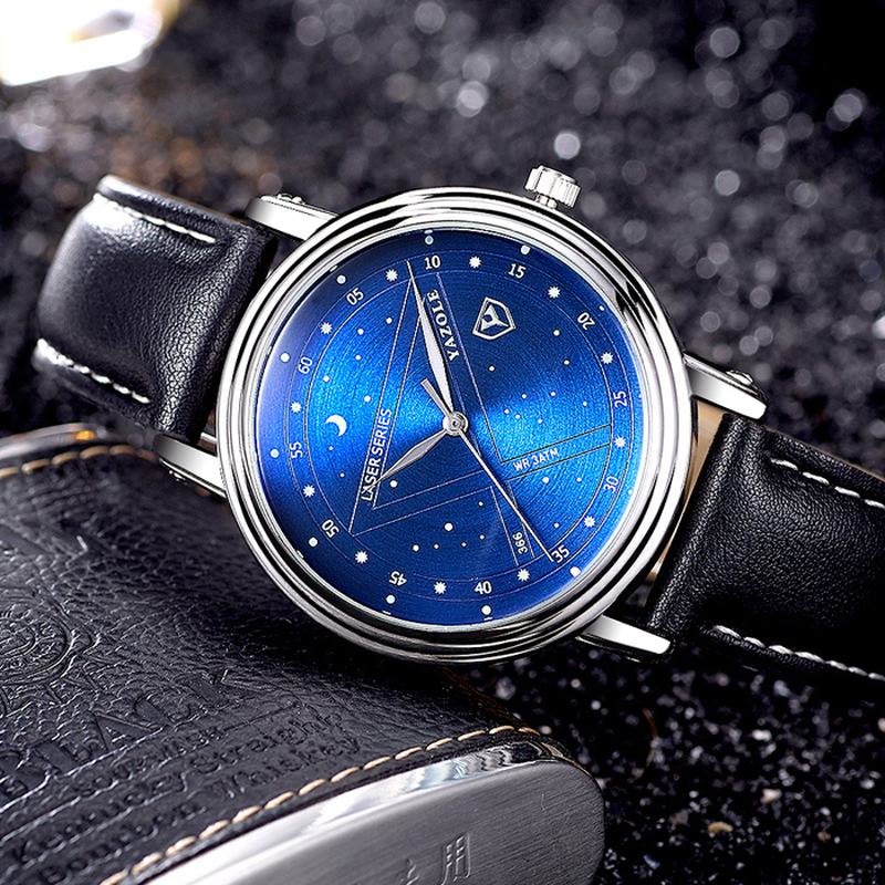 Moda Męski Zegarek Kwarcowy Casual Stars Pattern Dial Wrist Watch