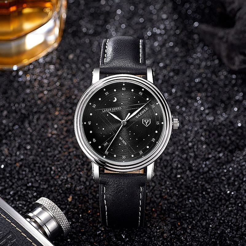 Moda Męski Zegarek Kwarcowy Casual Stars Pattern Dial Wrist Watch