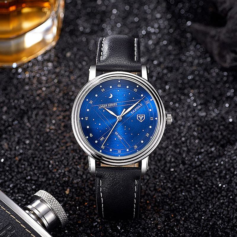 Moda Męski Zegarek Kwarcowy Casual Stars Pattern Dial Wrist Watch