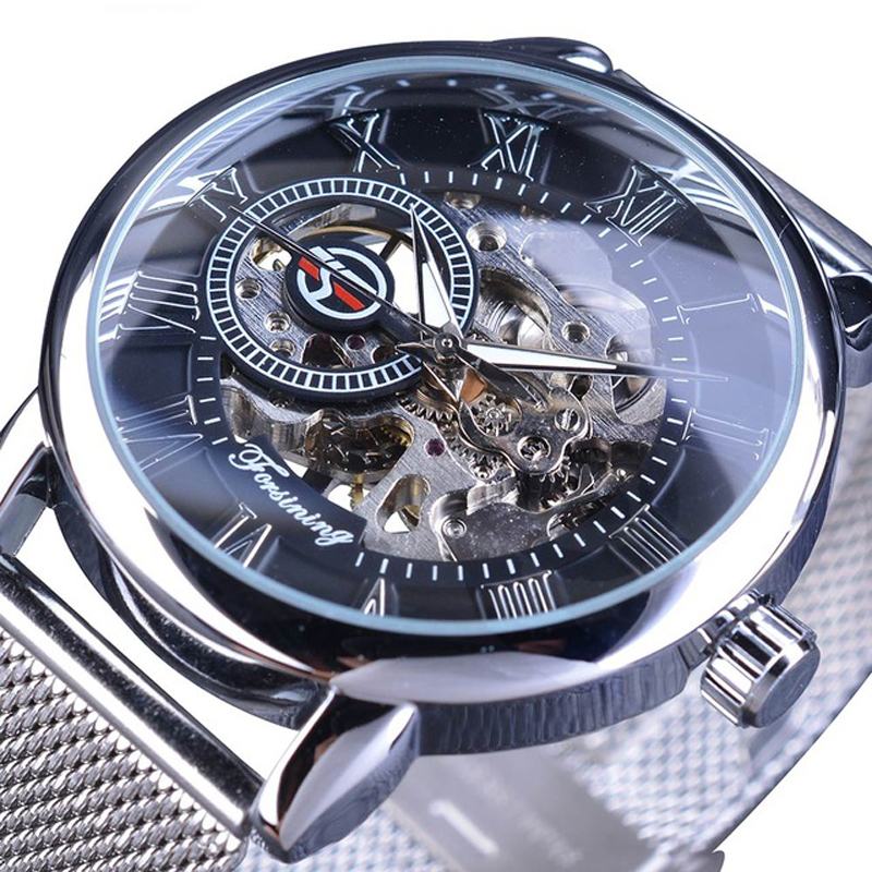 Moda Męskie Automatyczny Zegarek Luminous Display Mechaniczny Zegarek Z Przezroczystej Siatki