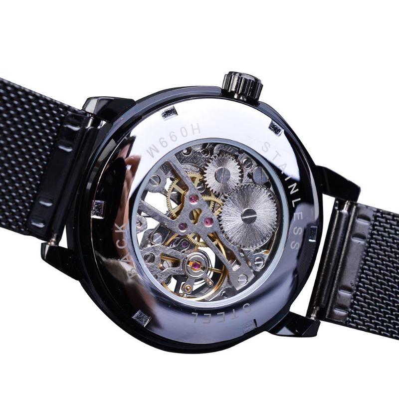 Moda Męskie Automatyczny Zegarek Luminous Display Mechaniczny Zegarek Z Przezroczystej Siatki