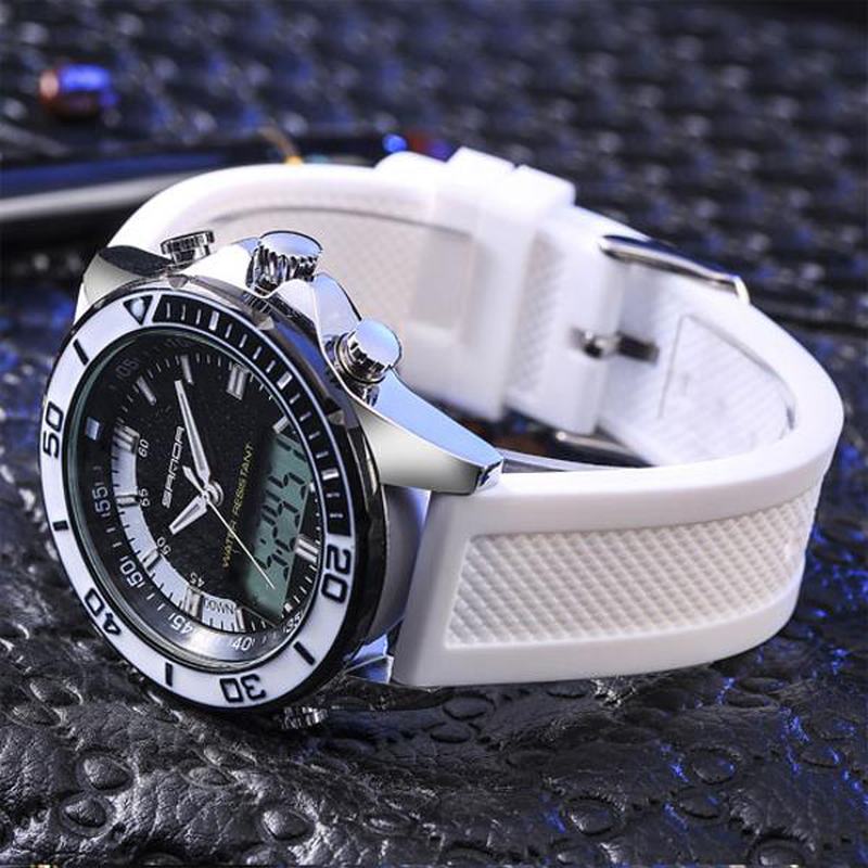 Moda Męskie Led Dual Display Watch Silikonowy Pasek Pływanie Nurkowanie Sport Watch