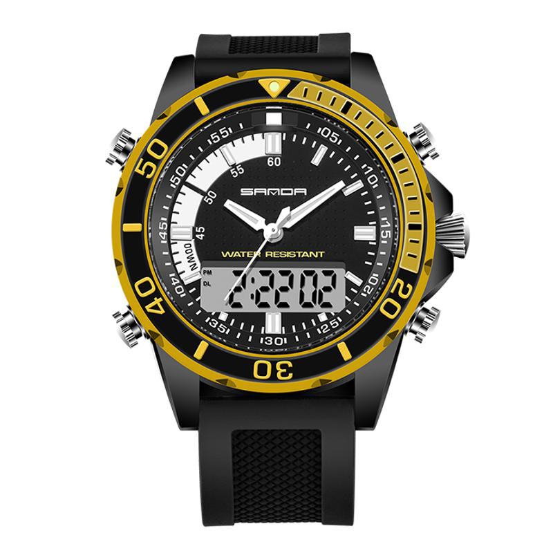 Moda Męskie Led Dual Display Watch Silikonowy Pasek Pływanie Nurkowanie Sport Watch