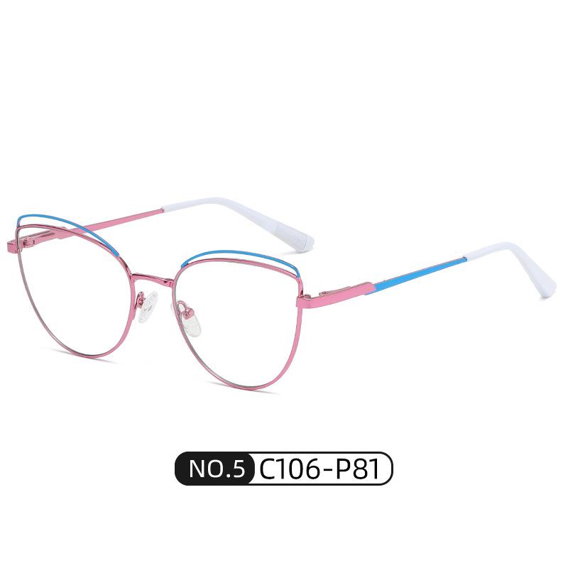 Moda Metalowa Dwukolorowa Płaska Siatka Lustrzana Red Wind Kot Glasses Frame