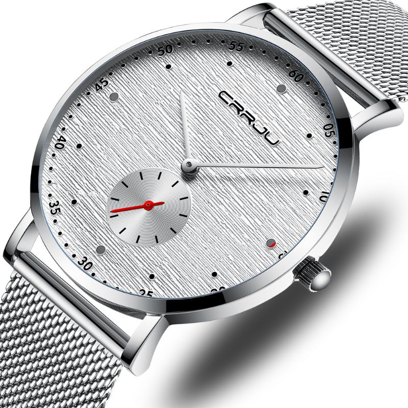 Moda Red Dot Design Full Steel Second Zegarek Kwarcowy Dla Mężczyzn