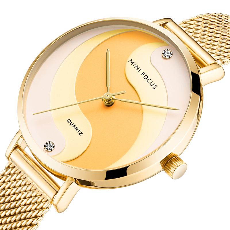 Moda Simple Diamond Wodoodporny Milanese Mesh Strap Damskie Watch Zegarek Kwarcowy