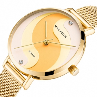 Moda Simple Diamond Wodoodporny Milanese Mesh Strap Damskie Watch Zegarek Kwarcowy