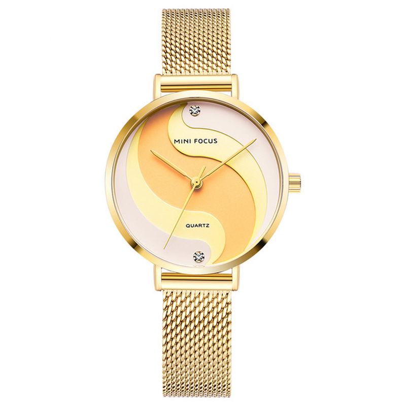 Moda Simple Diamond Wodoodporny Milanese Mesh Strap Damskie Watch Zegarek Kwarcowy