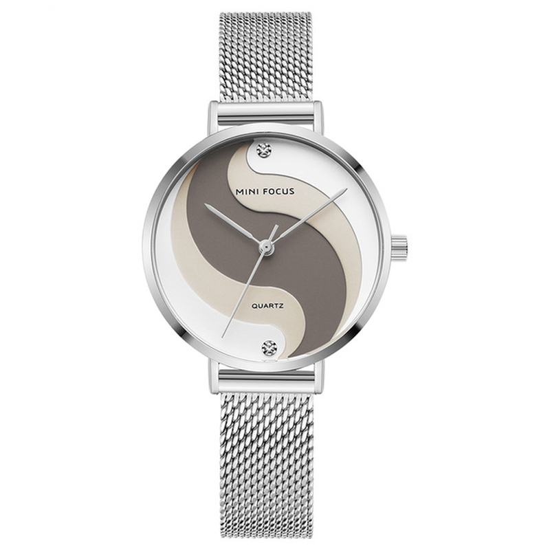 Moda Simple Diamond Wodoodporny Milanese Mesh Strap Damskie Watch Zegarek Kwarcowy