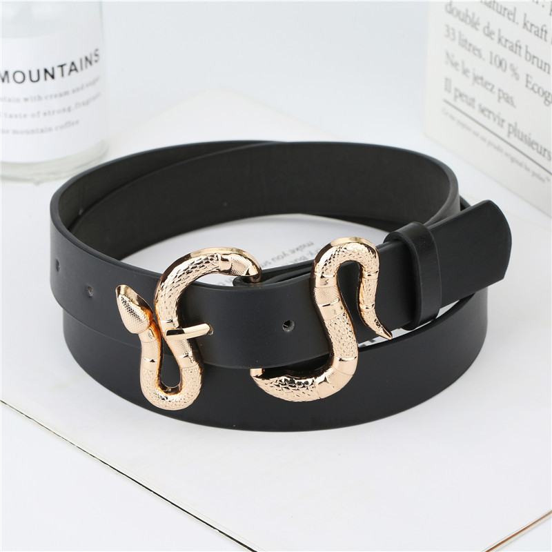 Moda Snake Buckle Pu Belt All Match Prosty Pas Do Garnituru Dżinsów