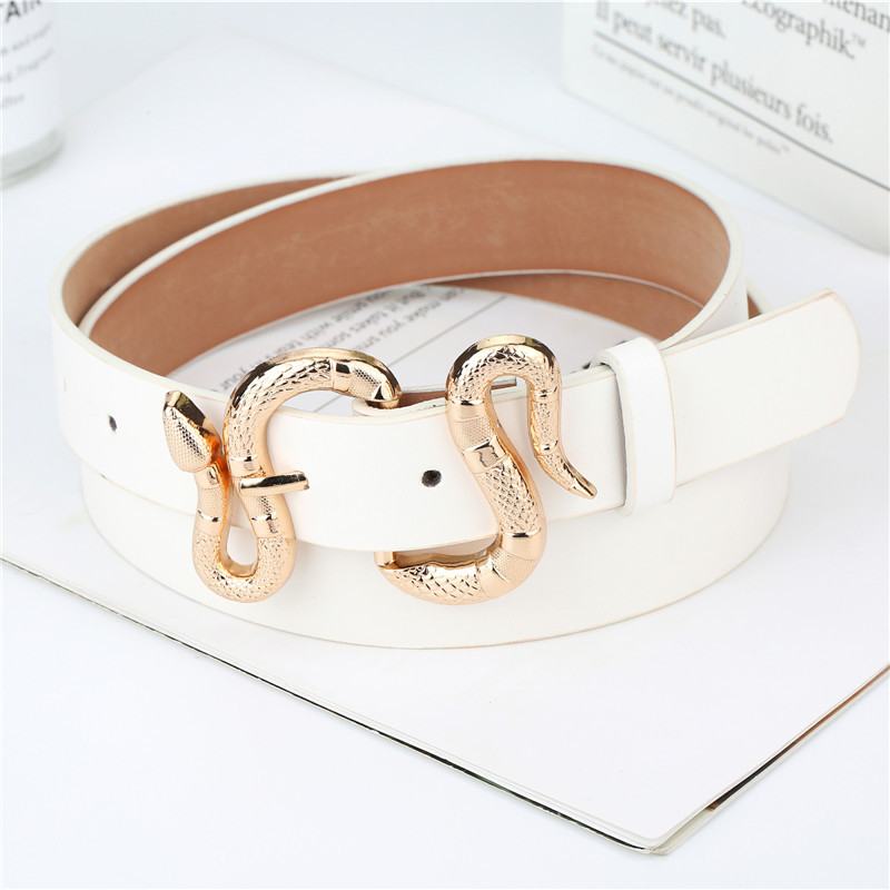 Moda Snake Buckle Pu Belt All Match Prosty Pas Do Garnituru Dżinsów