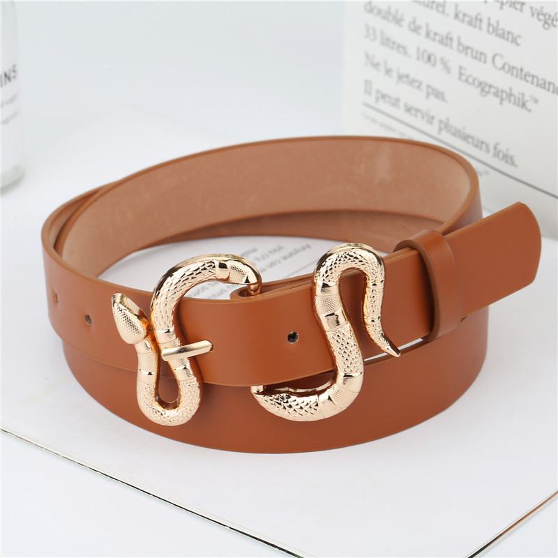 Moda Snake Buckle Pu Belt All Match Prosty Pas Do Garnituru Dżinsów