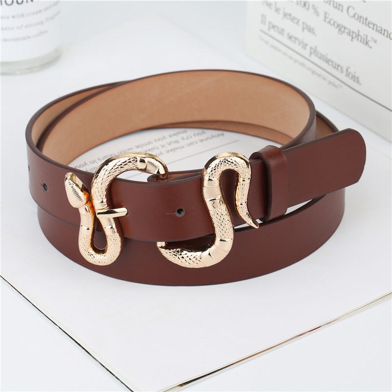 Moda Snake Buckle Pu Belt All Match Prosty Pas Do Garnituru Dżinsów