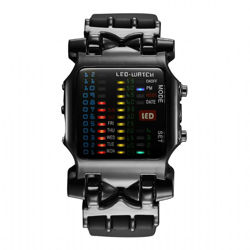 Moda Square Style Cool Męskie Watch Wyświetlacz Led CZas Data Tydzień Kolorowe Światło Cyfrowy Zegarek