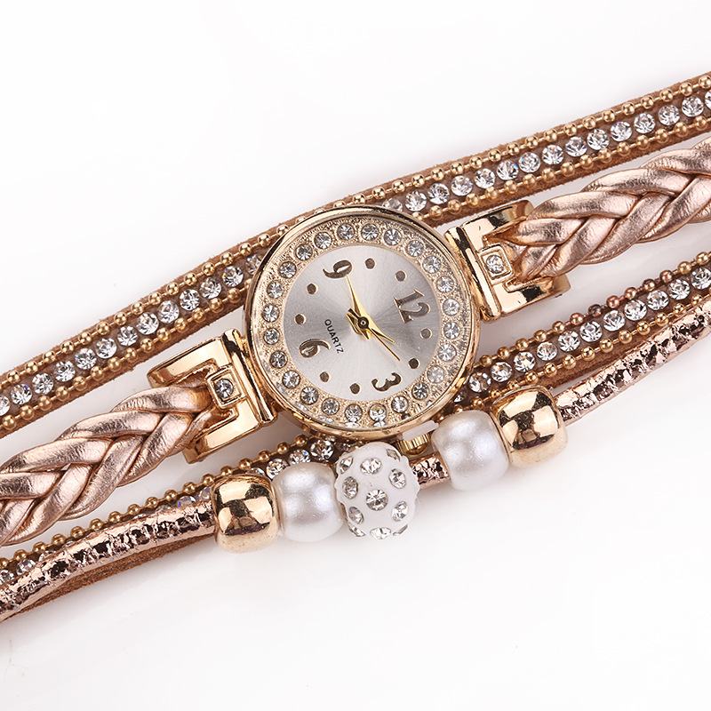 Moda Style Damskie Pearl Pleciony Damski Zegarek Na Rękę Laides Dress Quartz Watch Bracelet