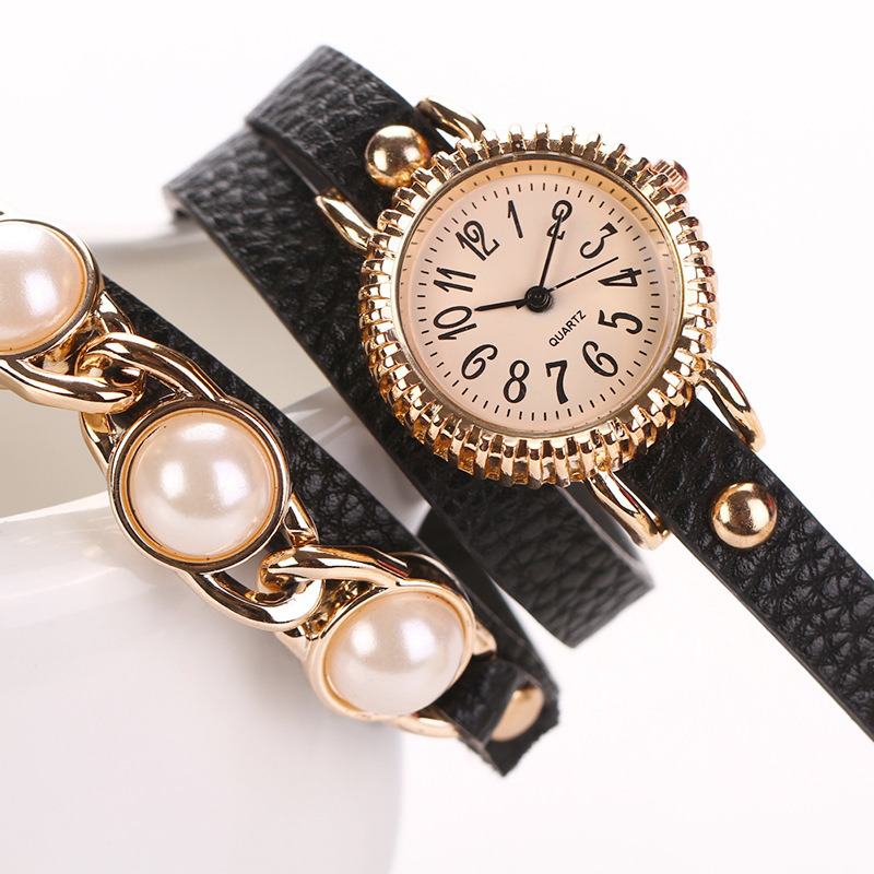 Moda Three Pearl Damskie Watch Ladies Dress Watch Bransoletka Zegarek Kwarcowy