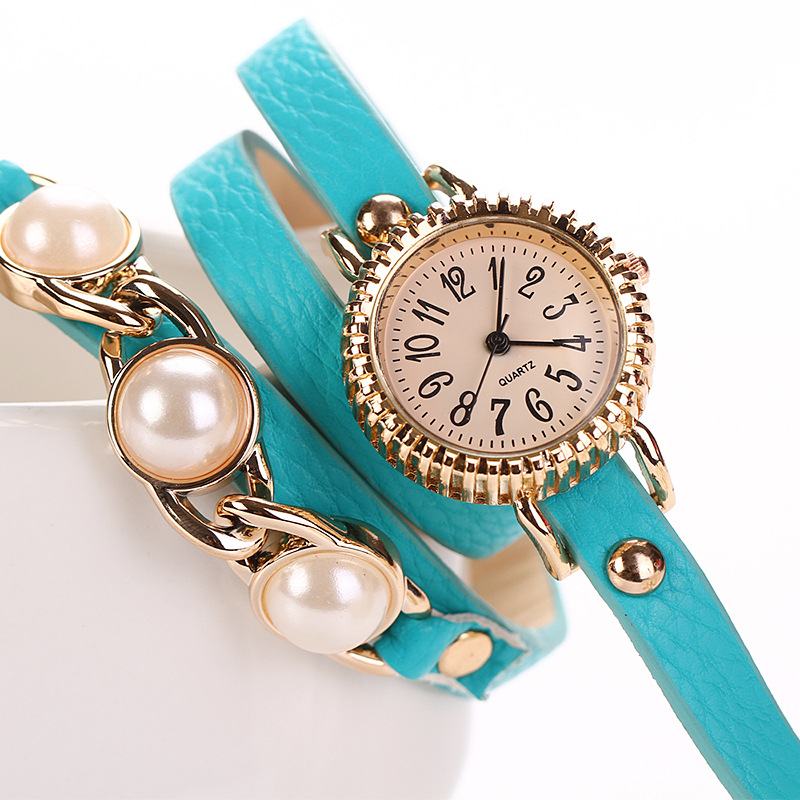 Moda Three Pearl Damskie Watch Ladies Dress Watch Bransoletka Zegarek Kwarcowy