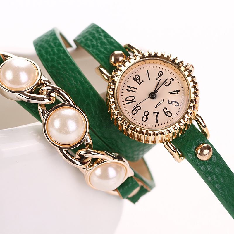 Moda Three Pearl Damskie Watch Ladies Dress Watch Bransoletka Zegarek Kwarcowy