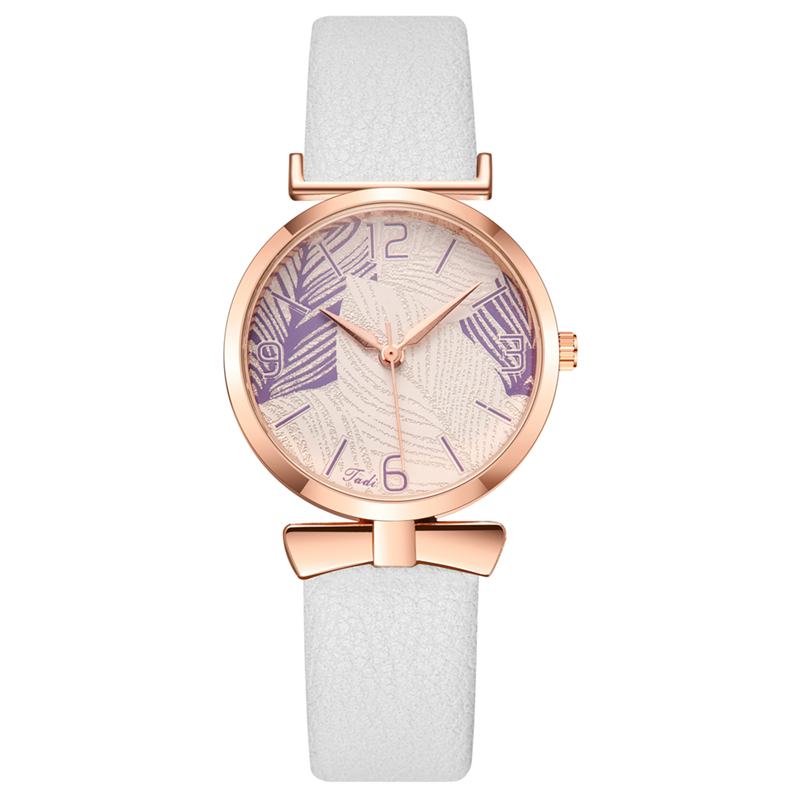 Modne Zabawne Modne Zegarki Damskie Wzór Drzewa Dial Rose Gold Case Skórzany Pasek Zegarek Kwarcowy