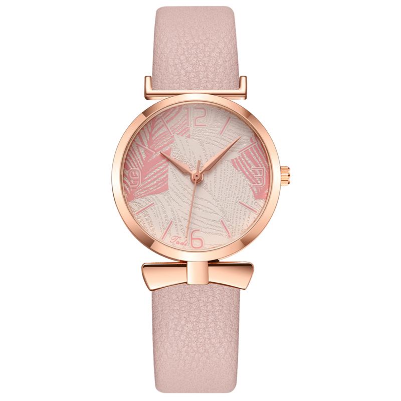 Modne Zabawne Modne Zegarki Damskie Wzór Drzewa Dial Rose Gold Case Skórzany Pasek Zegarek Kwarcowy