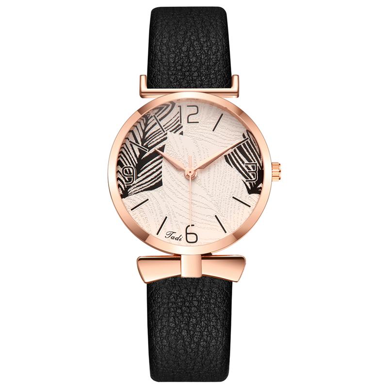 Modne Zabawne Modne Zegarki Damskie Wzór Drzewa Dial Rose Gold Case Skórzany Pasek Zegarek Kwarcowy