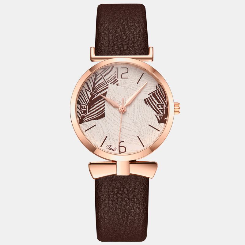 Modne Zabawne Modne Zegarki Damskie Wzór Drzewa Dial Rose Gold Case Skórzany Pasek Zegarek Kwarcowy