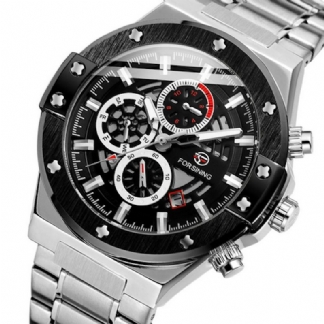 Modny Mężczyzna Automatyczny Zegarek Luminous Date Week Display Wodoodporny Zegarek Mechaniczny 3atm