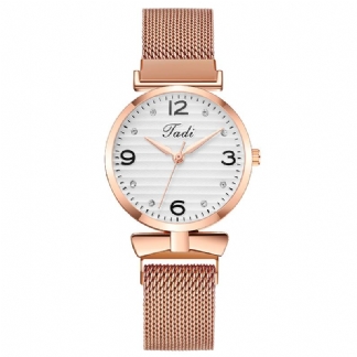 Modny Prosty Elegancki Design Dzikie Damskie Zegarki Mesh Band Rose Gold Case Zegarek Kwarcowy