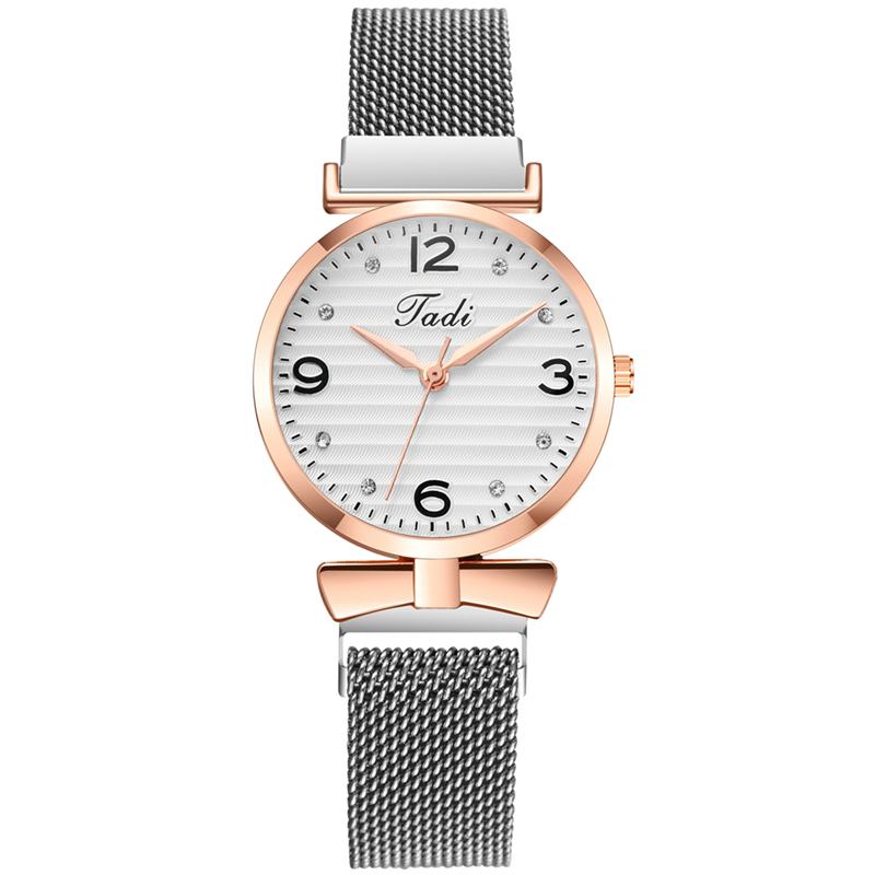 Modny Prosty Elegancki Design Dzikie Damskie Zegarki Mesh Band Rose Gold Case Zegarek Kwarcowy