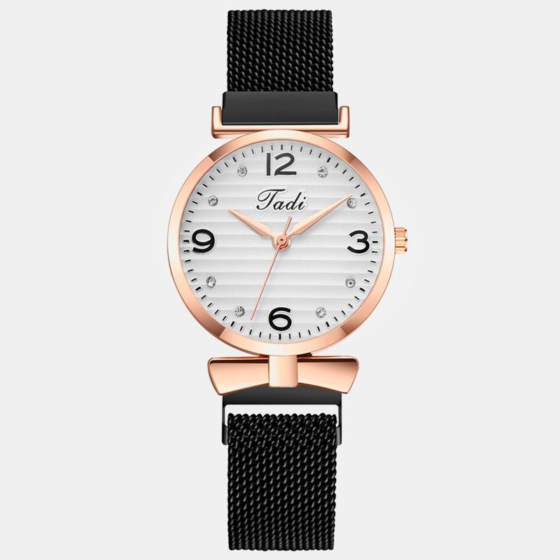 Modny Prosty Elegancki Design Dzikie Damskie Zegarki Mesh Band Rose Gold Case Zegarek Kwarcowy