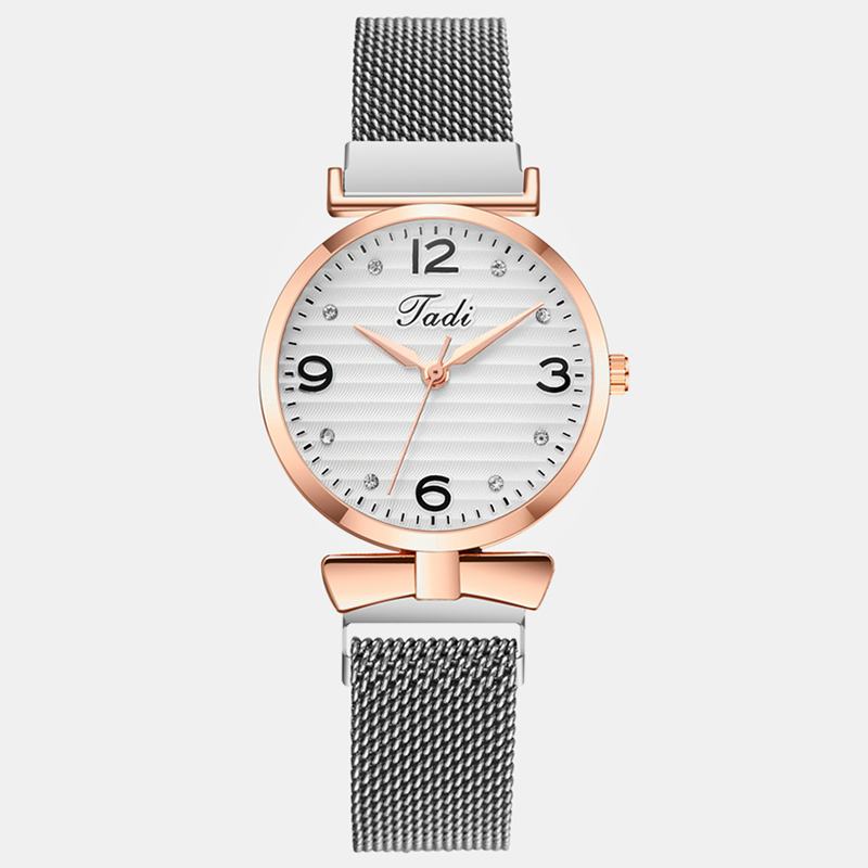 Modny Prosty Elegancki Design Dzikie Damskie Zegarki Mesh Band Rose Gold Case Zegarek Kwarcowy