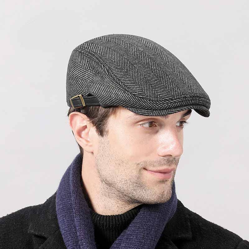 Modny Prosty Męski Wełniany Beret W Stylu Retro