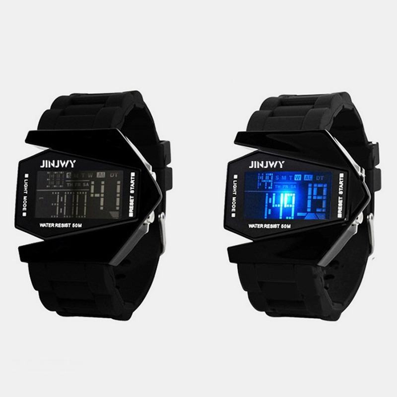 Modny Wielofunkcyjny Wyświetlacz Led Męski Zegarek 5atm Wodoodporny Stoper Świecący Elektroniczny Zegarek Cyfrowy