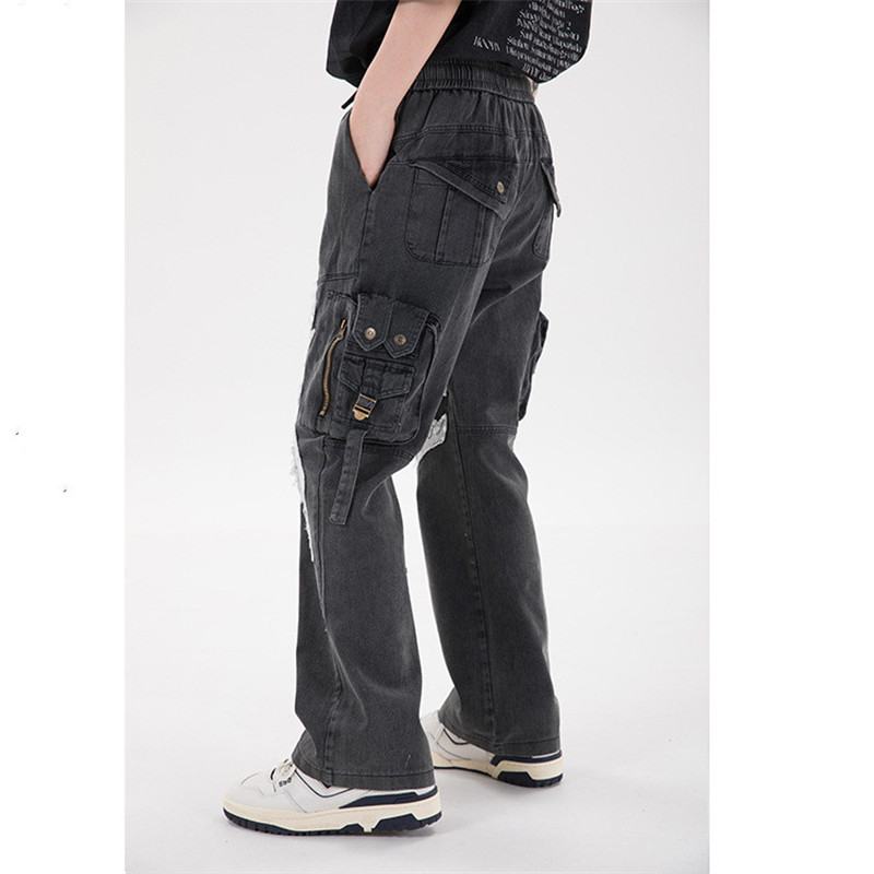 Multi-pocket Zipper Patch Męskie Spodnie Sylwetka Casual Pants