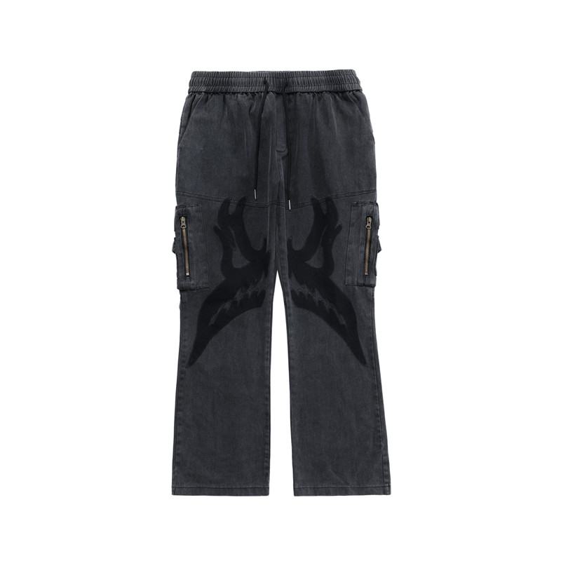 Multi-pocket Zipper Patch Męskie Spodnie Sylwetka Casual Pants