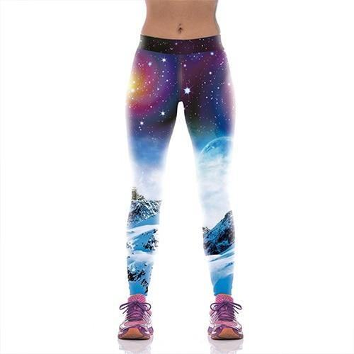 New Arrival Damskie Legginsy Spodnie Sportowe Starry Sky 3d Spot Printed Mujer Compression Legg Pants