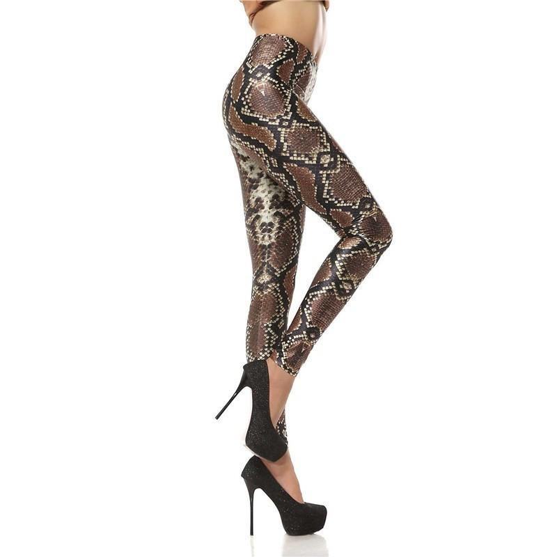 New Design Moda 3d Digital Snakeskin Leg Slim Legg Drukowane Damskie Legginsy Damskie Spodnie