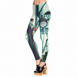 New Design Moda Slim Spirited Away Totoro Leg Castle In The Sky Legg Printed Damskie Legginsy Spodnie Damskie