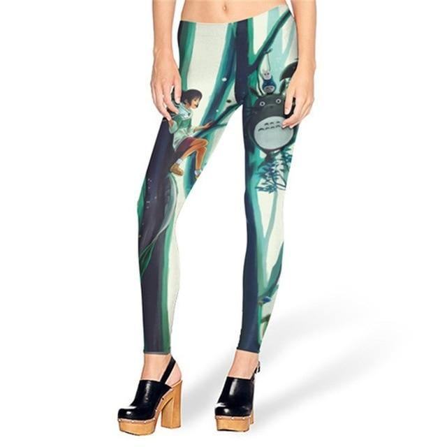 New Design Moda Slim Spirited Away Totoro Leg Castle In The Sky Legg Printed Damskie Legginsy Spodnie Damskie