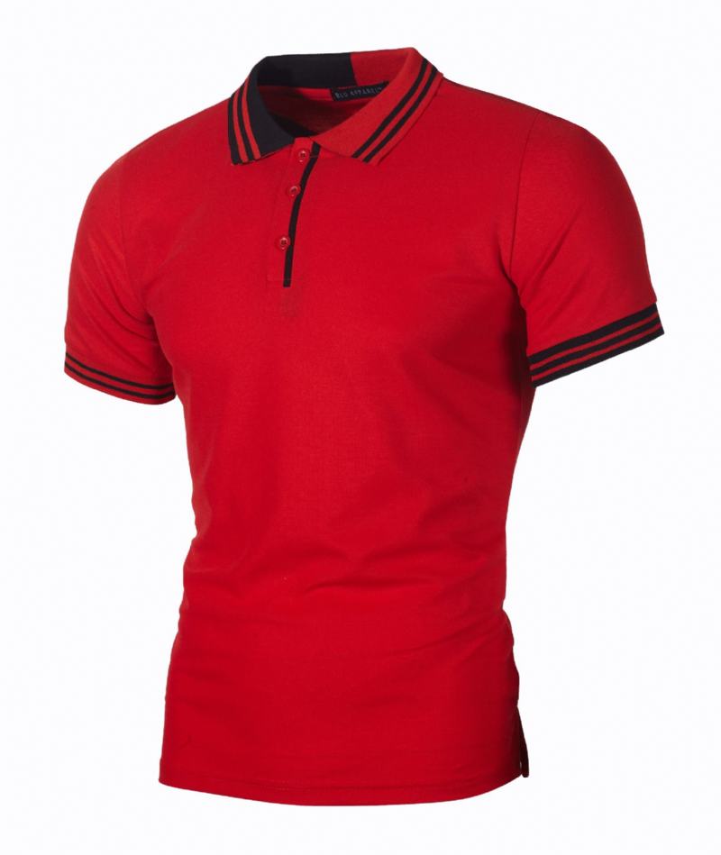 Nowe Męskie Proste Paski Dopasowane Kolorystycznie Slim Casual Polo Fir