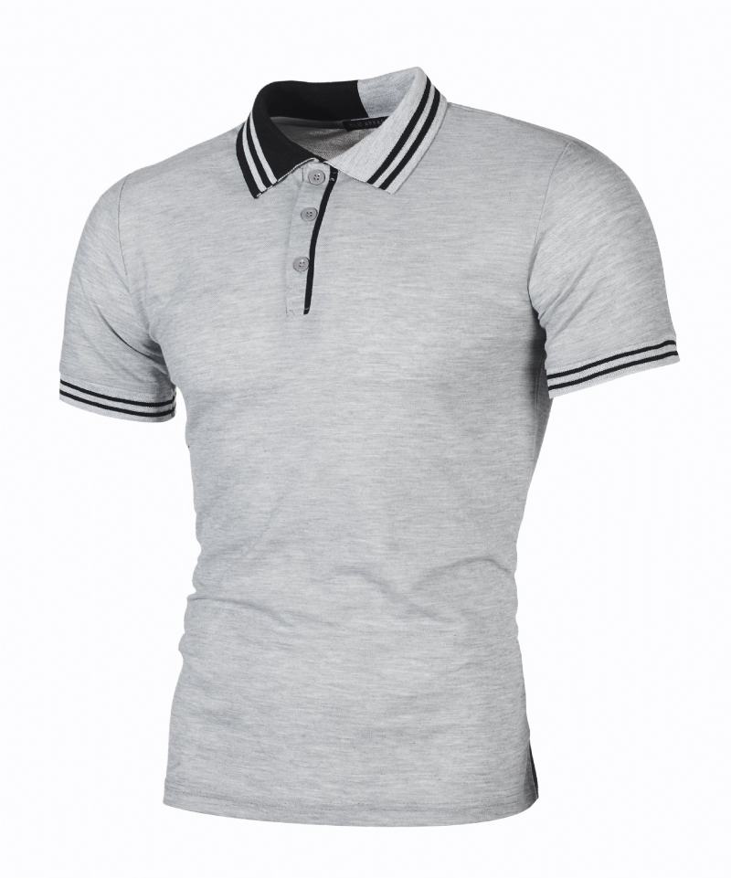 Nowe Męskie Proste Paski Dopasowane Kolorystycznie Slim Casual Polo Fir