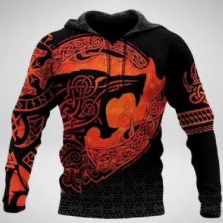 Nowy Luźny Sweter Z Kapturem Z Nadrukiem Cyfrowym 3d