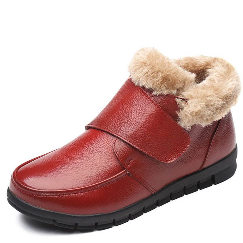 Oryginalne Skórzane Bawełniane Buty Casual Slip On Futrzane Buty Z Podszewką