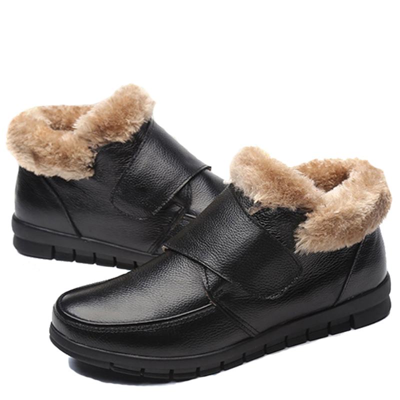 Oryginalne Skórzane Bawełniane Buty Casual Slip On Futrzane Buty Z Podszewką