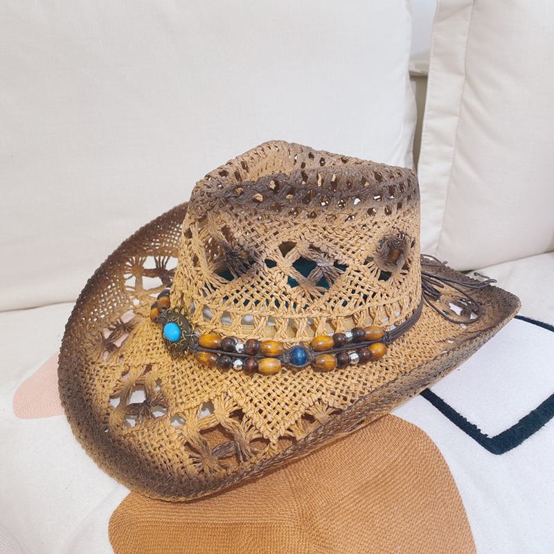 Outdoor Beach Hat Kowbojski Kapelusz Słomkowy Top Hat Ochrona Przeciwsłoneczna Kapelusz Przeciwsłoneczny