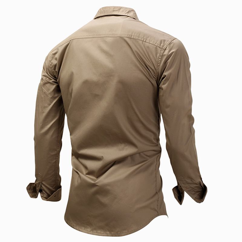 Outdoor Military Style Chest Zipper Pocket Long Sleeve Lapel Bawełniana Koszula Robocza Dla Mężczyzn