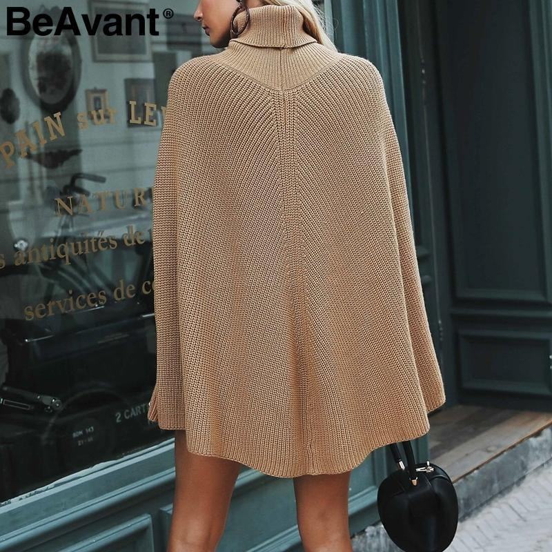 Oversize Z Golfem Swetry Z Dzianiny Swetry 2018 Casual Luźne Jesienne Swetry Damskie CZarny Sweter Zimowy Damski Poncho