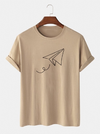 Paper Plane Of Liberty Drukowanie T-shirty Z Okrągłym Dekoltem I Krótkim Rękawem